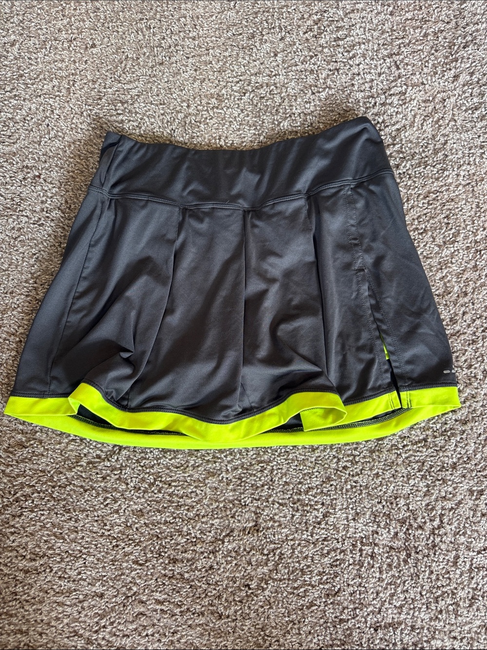 Dark Gray Athletic Skirt with Neon Yellow Trim